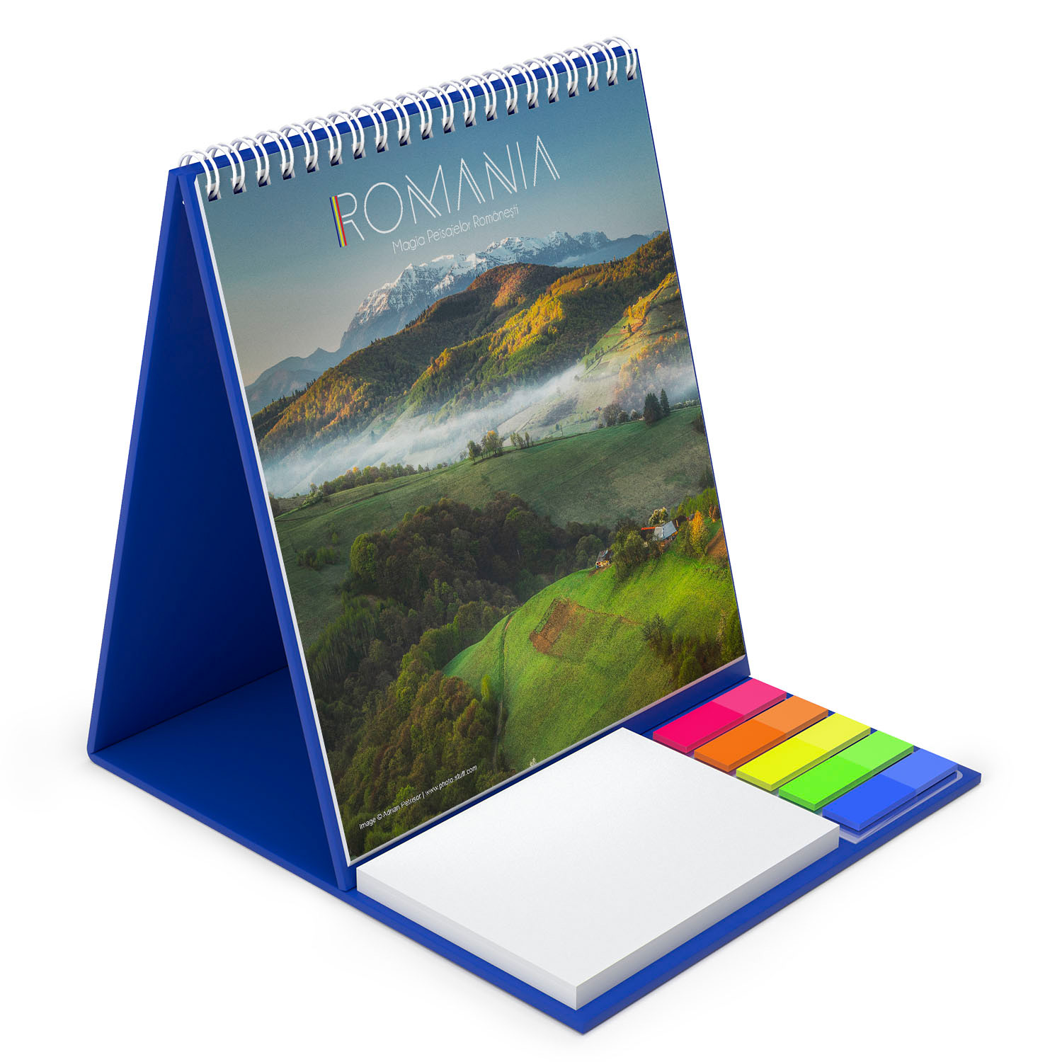 Calendar vertical de birou cu notite repozitionabile Romania Peisaje Pitoresti Adrian Petrisor